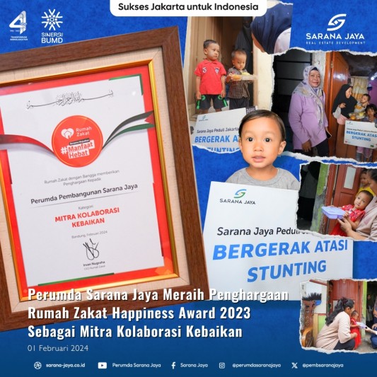 Perumda Sarana Jaya Meraih Penghargaan Rumah Zakat Happiness Award Sebagai Mitra Kolaborasi Kebaikan 