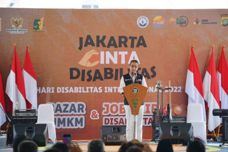 Sarana Jaya ambil bagian dalam acara Hari Disabilitas Internasional (HDI) dengan tema "Jakarta Cinta Disabilitas" di Taman Lapangan Banteng, Jakarta Pusat, (3/12/2022).
